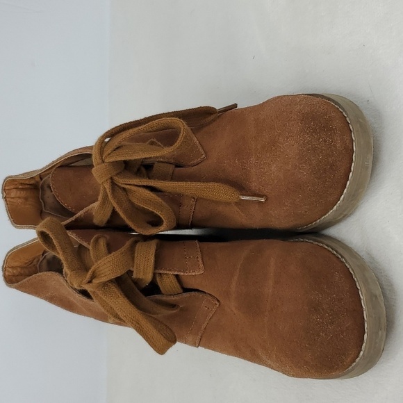 Sbicca Boots Stacked Heels Leather Suede Lace Up Chestnut Brown Womens 7 - Picture 9 of 10